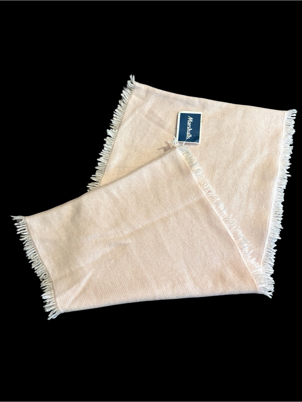Max Studio Lightweight Cashmere Infinity Fringed Scarf in Soft Blush